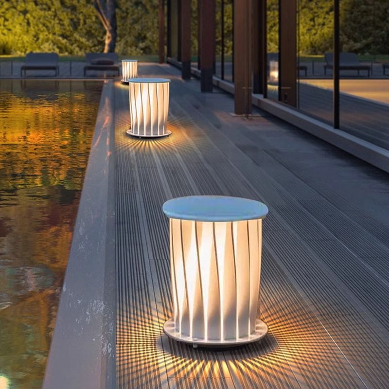 Pillar White Outdoor Standing Lamp Waterproof Lawn Garden - Oriento Arte