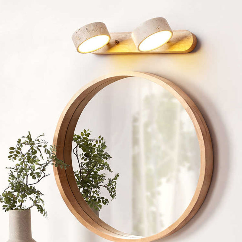Marblume LED Bathroom Mirror Light - Japanese LED Vanity Lamp, Wood & Marble - Oriento Arte