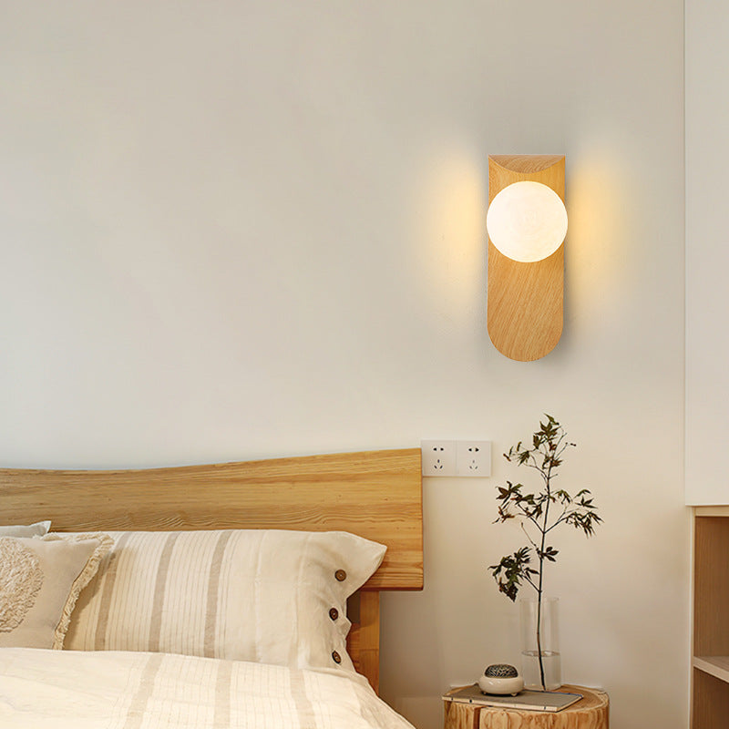 Moku Minimal Wall Lights Japanese Bedside Wood LED Lamp - Oriento Arte