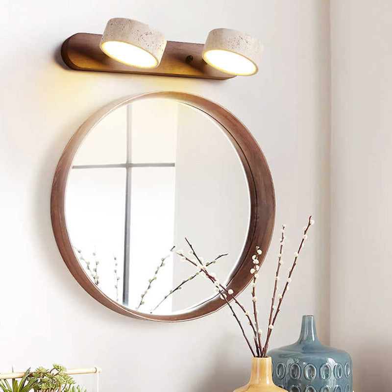 Marblume LED Bathroom Mirror Light - Japanese LED Vanity Lamp, Wood & Marble - Oriento Arte