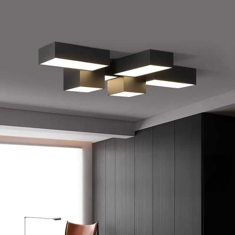 Bloque - Lampara Techo Negra Geométrica Minimalista Salón