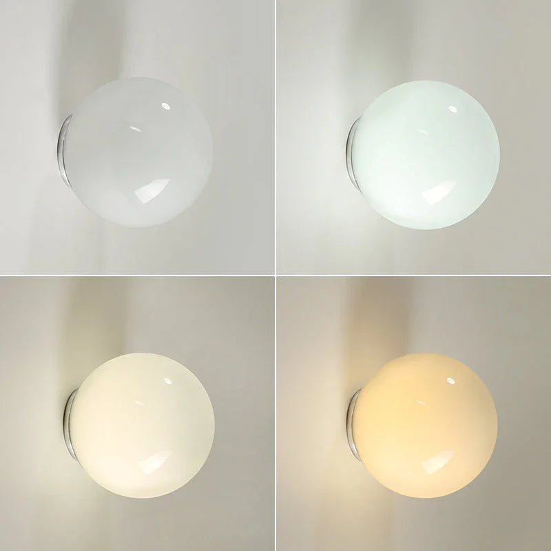 Glaze Wall Glass Sconces Minimal Glossy Round Modern - Oriento Arte