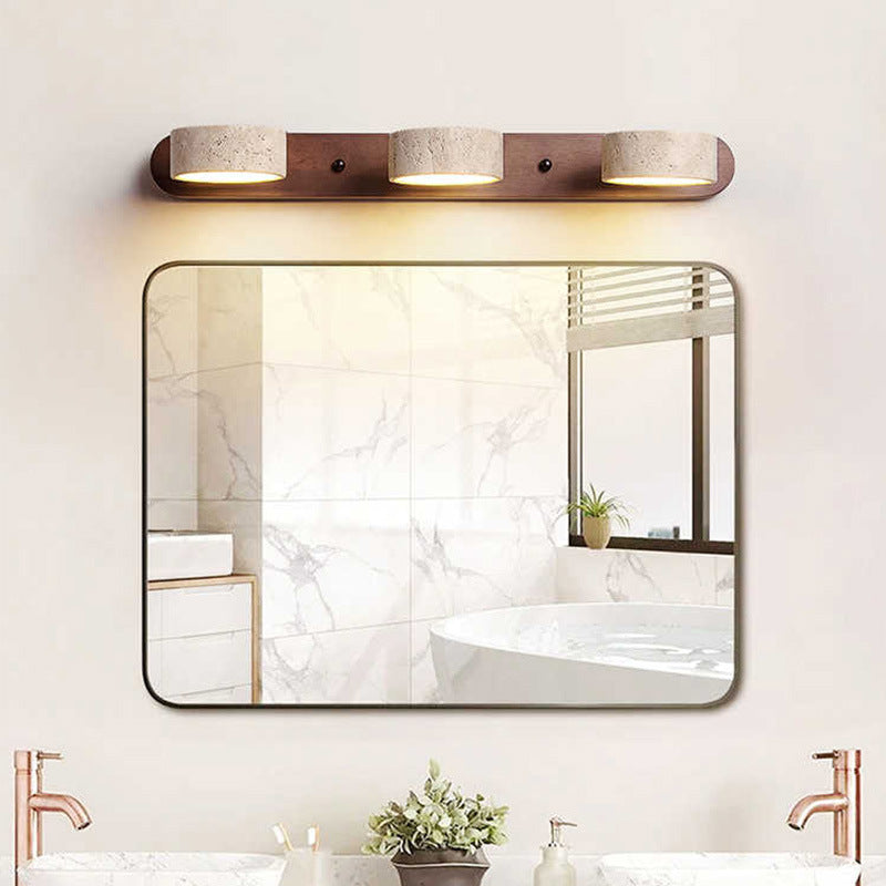 Marblume LED Bathroom Mirror Light - Japanese LED Vanity Lamp, Wood & Marble - Oriento Arte