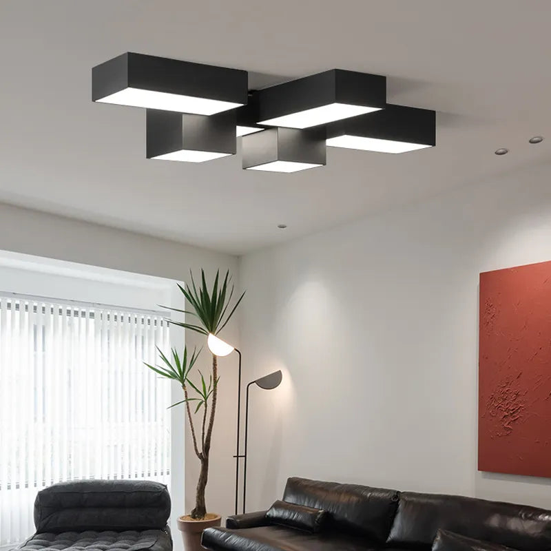 Bloque - Lampara Techo Negra Geométrica Minimalista Salón