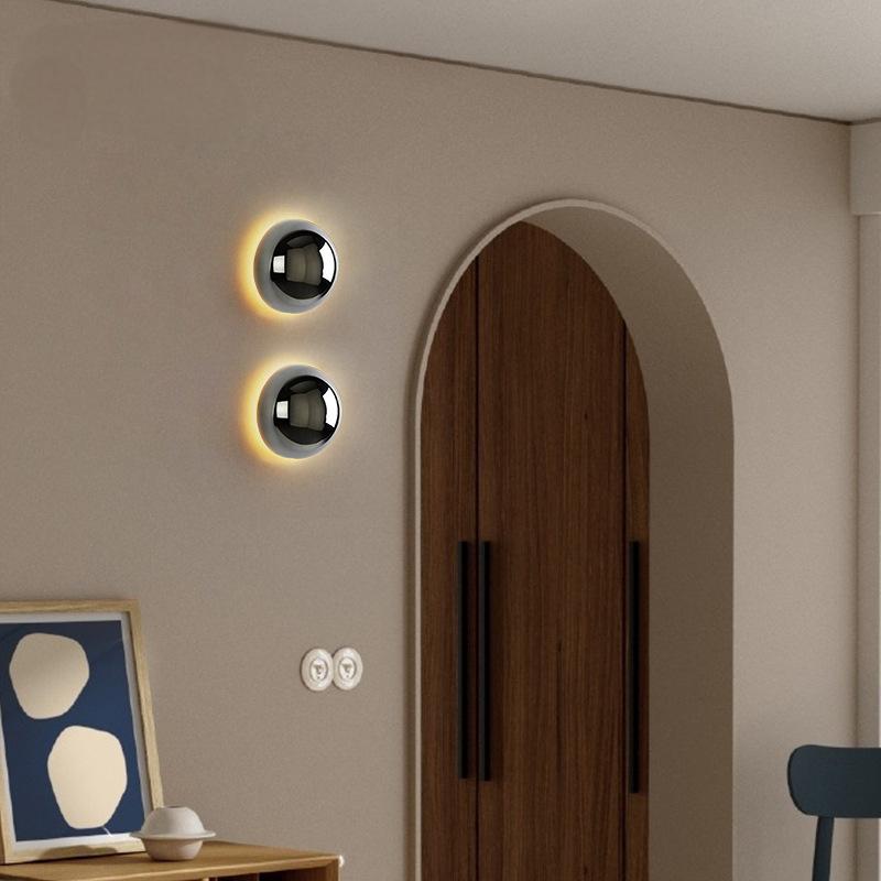 Eclipse Small Black Wall Sconce Bauhaus Round Halo Light - Oriento Arte