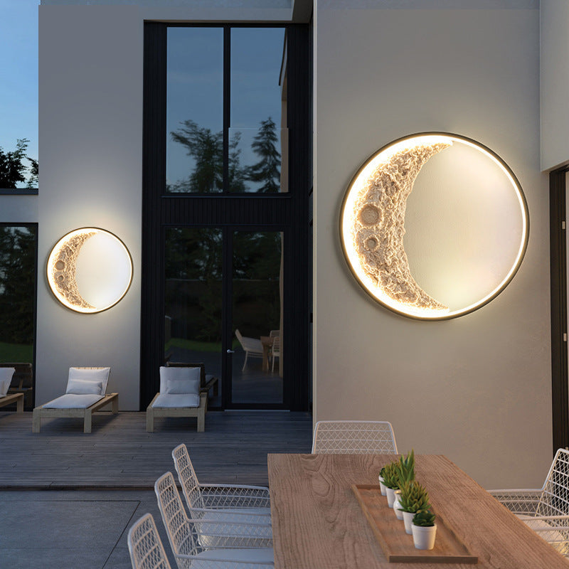Luna Modern Outdoor House Lights Moon Surface Wall Lamp - Oriento Arte
