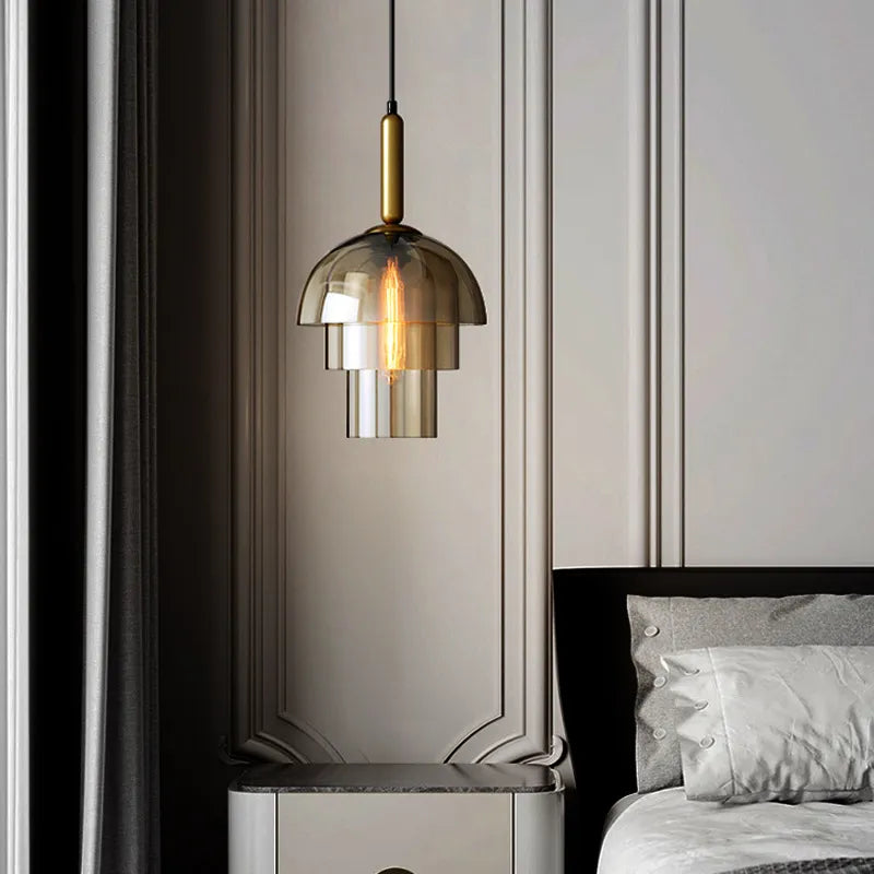 Tier - Lampara Colgante Cristal Industrial Retro Luz Barra