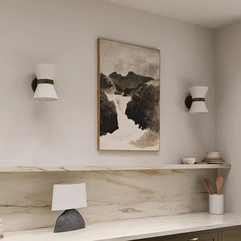 Kanso Fabric Wall Lights Minimal Nordic Vintage Sconce - Oriento Arte
