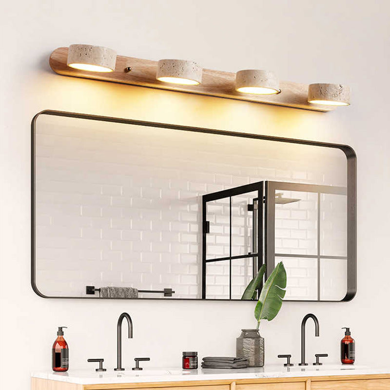 Marblume LED Bathroom Mirror Light - Japanese LED Vanity Lamp, Wood & Marble - Oriento Arte
