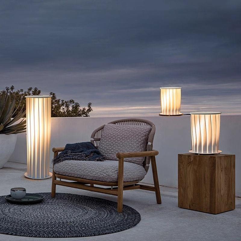 Pillar White Outdoor Standing Lamp Waterproof Lawn Garden - Oriento Arte