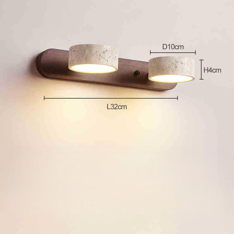 Marblume LED Bathroom Mirror Light - Japanese LED Vanity Lamp, Wood & Marble - Oriento Arte