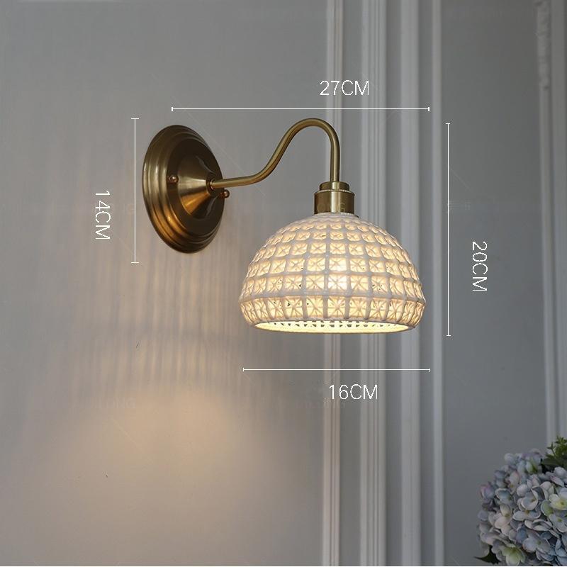 Vintara Retro Wall Lights - Vintage Ceramic Brass Bedroom Sconce for Bedside - Oriento Arte