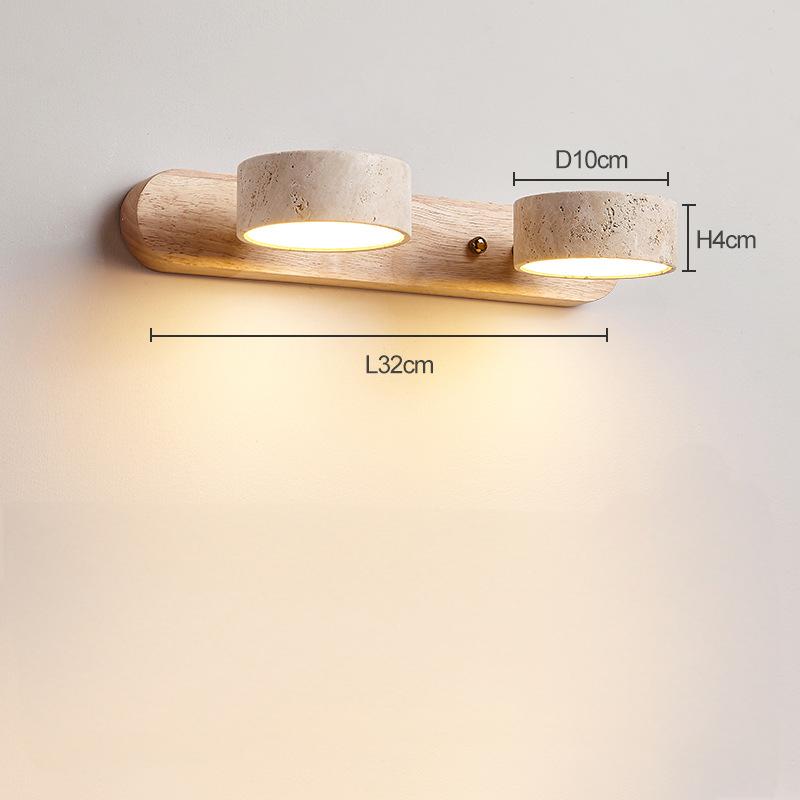 Marblume LED Bathroom Mirror Light - Japanese LED Vanity Lamp, Wood & Marble - Oriento Arte