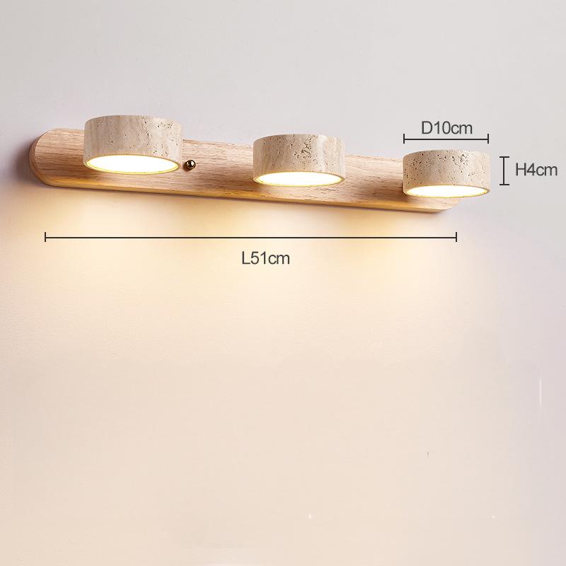Marblume LED Bathroom Mirror Light - Japanese LED Vanity Lamp, Wood & Marble - Oriento Arte